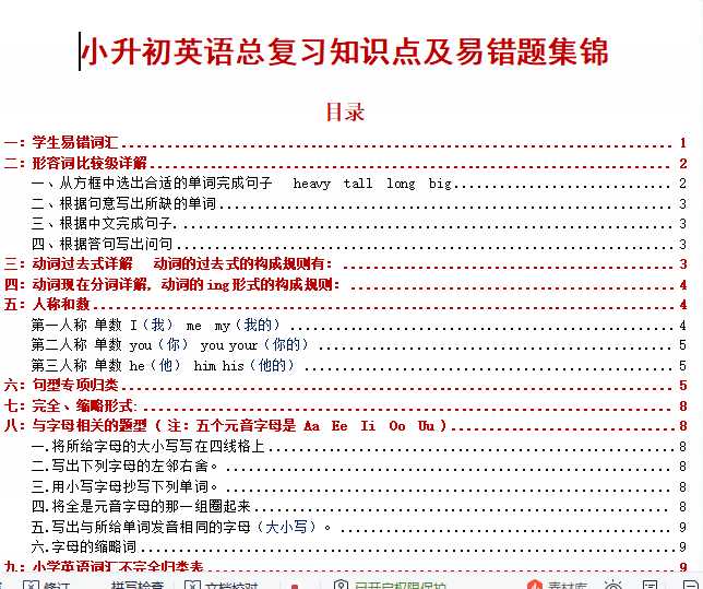 【打印版】人教版小升初英语总复习必考知识点易错题大全(1)【35页DOC文档】百度网盘下载